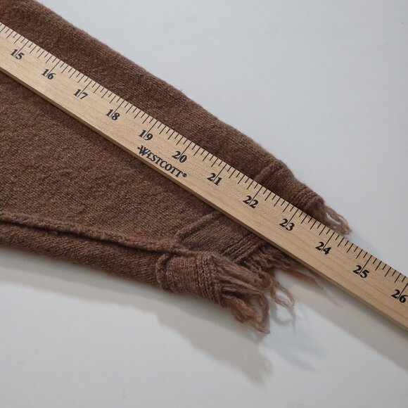 Free People Sweater Women XS Brown LS Irresistible Fringe Trim Slouchy Wool Mix - Picture 7 of 16